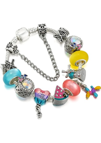 19CM Tarzı No.16 Boyutu Göl Mavi Kristal Göz Alıcı Boncuk Emaye Cruise Kolye Dıy Yılan Zincir Charm Bilezik Kadınlar Kız Takı Hediyeler Için (Yurt Dışından)