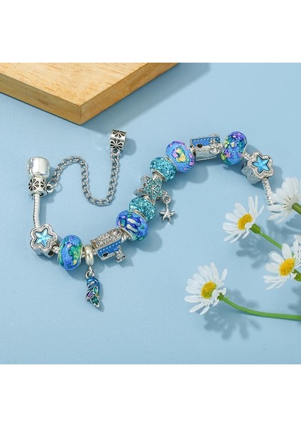 19CM Tarzı No.16 Boyutu Göl Mavi Kristal Göz Alıcı Boncuk Emaye Cruise Kolye Dıy Yılan Zincir Charm Bilezik Kadınlar Kız Takı Hediyeler Için (Yurt Dışından) modelleri