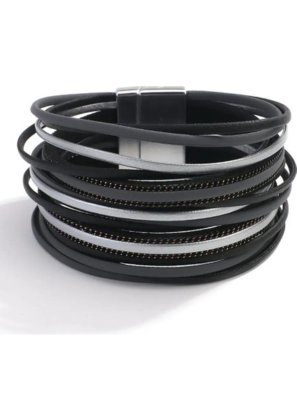 Mavi Allyes Çok Katmanlı Ince Şerit Deri Bilezikler Kadınlar Için Moda Hakiki Deri Şal Bilezik Kadın Mücevheratı (Yurt Dışından) fiyatları