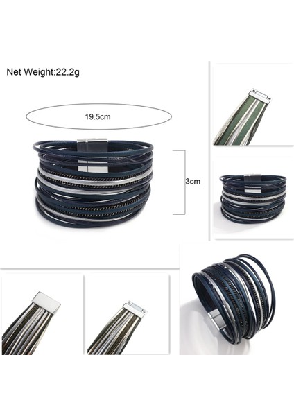 Mavi Allyes Çok Katmanlı Ince Şerit Deri Bilezikler Kadınlar Için Moda Hakiki Deri Şal Bilezik Kadın Mücevheratı (Yurt Dışından) fırsatları