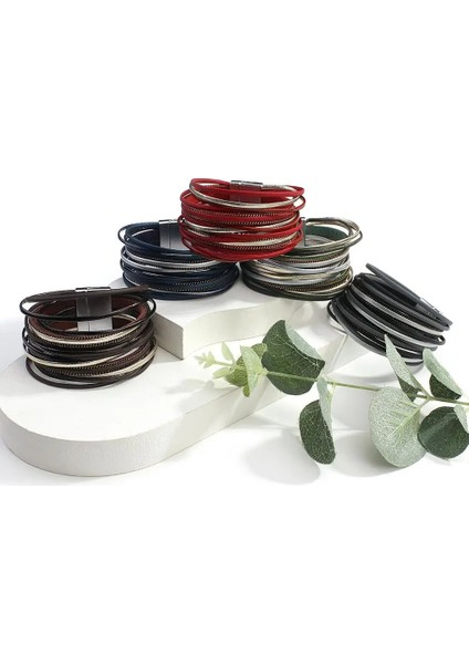 Mavi Allyes Çok Katmanlı Ince Şerit Deri Bilezikler Kadınlar Için Moda Hakiki Deri Şal Bilezik Kadın Mücevheratı (Yurt Dışından) indirimleri