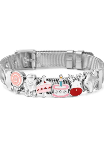 ST009 Moda Paslanmaz Çelik Kadın Erkek Bilezik Örgü Bilezik Seti Kristal Kalp Çapa Charm Güzel Bilezik Bileklik Kadın Sevgilisi Için (Yurt Dışından)