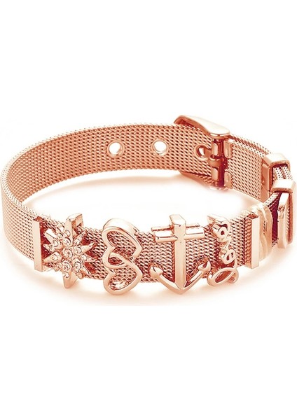 ST009 Moda Paslanmaz Çelik Kadın Erkek Bilezik Örgü Bilezik Seti Kristal Kalp Çapa Charm Güzel Bilezik Bileklik Kadın Sevgilisi Için (Yurt Dışından) fırsatları