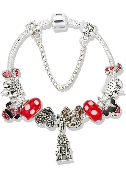 17CM Tarzı B19013 Karikatür Hayvan Sevimli Fare Charm Bilezikler Kadınlar Çocuklar Için Pulseras Mujer Kırmızı Cam Kristal Boncuklar Bileklik Genç Kız Takısı Hediye (Yurt Dışından) modelleri