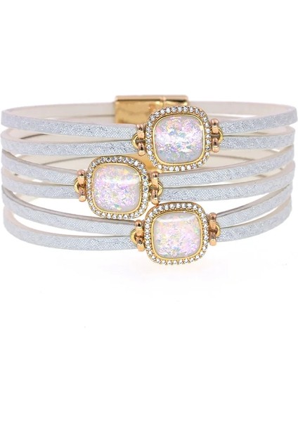 18CM Tarzı Beyaz Wellmore Lüks Kadın Bilezikler Çinko Alaşım Wrap Bilezikler Kadınlar Için Mıknatıs Bohemia Bilezikler Moda Kadın Mücevheratı (Yurt Dışından)