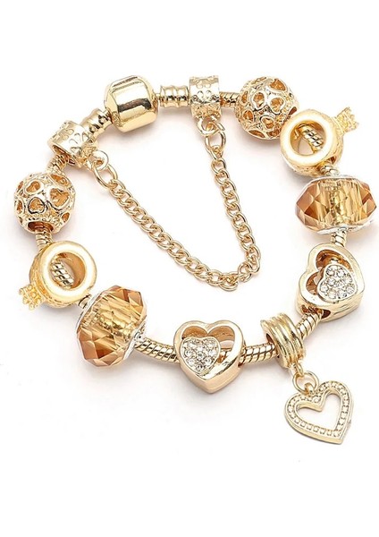 21CM Tarzı GD014 Eovn Otantik Altın Renk Arılar Dangles Charm Bilezik Beyaz Kristal Boncuklar Güzel Bilezik Kadınlar Çocuklar Için Doğum Günü Hediyeleri (Yurt Dışından)