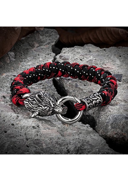 19CM Tarzı Sarı Vikings Celtic Kurt Survival Halat Bilezik Paslanmaz Çelik Kurt Başkanı Bilezik Erkek El Yapımı Iskandinav Muska Iskandinav Takı (Yurt Dışından)
