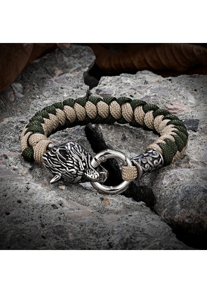 19CM Tarzı Sarı Vikings Celtic Kurt Survival Halat Bilezik Paslanmaz Çelik Kurt Başkanı Bilezik Erkek El Yapımı Iskandinav Muska Iskandinav Takı (Yurt Dışından)