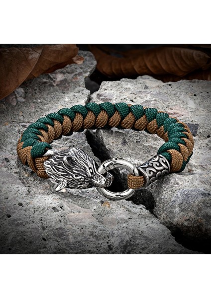 19CM Tarzı Sarı Vikings Celtic Kurt Survival Halat Bilezik Paslanmaz Çelik Kurt Başkanı Bilezik Erkek El Yapımı Iskandinav Muska Iskandinav Takı (Yurt Dışından)