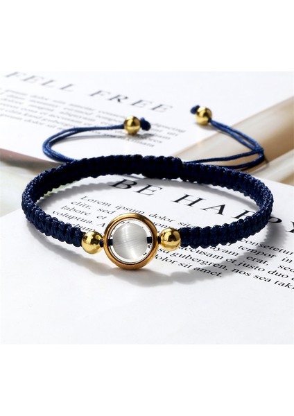 Sarı-G El Yapımı Örgülü Halat Bilezik Kadınlar Basit Beyaz Kedi Gözü Boncuk Charms Dize Konu Dostluk Bilezikler Erkekler Ayarlanabilir Takı (Yurt Dışından) fırsatları