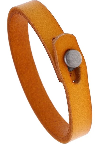 Sarı Vintage Ettyle El Yapımı Katı Deri Bileklik Moda Vahşi Çift Bileklik Bilezik Erkek Kadın Aksesuarları Takı Hediyeler (Yurt Dışından)