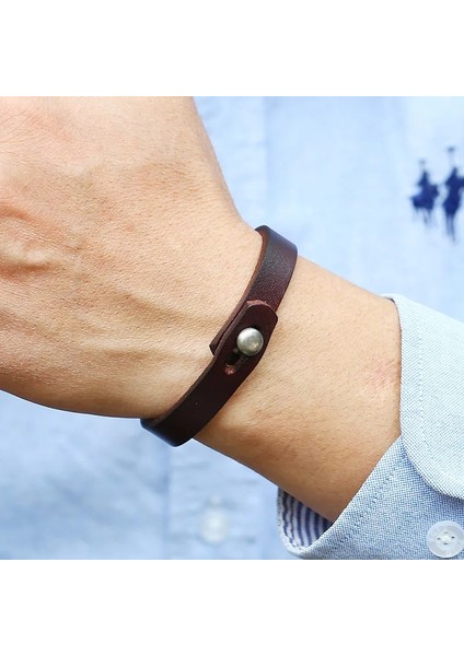 Sarı Vintage Ettyle El Yapımı Katı Deri Bileklik Moda Vahşi Çift Bileklik Bilezik Erkek Kadın Aksesuarları Takı Hediyeler (Yurt Dışından) fırsatları