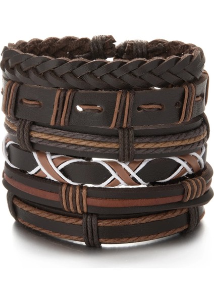 BR22Y0225 Trendy Örgülü Wrap Deri Bilezik Erkekler Vintage Çapraz Dambıl Gitar Charm Ahşap Boncuklar Erkek Bilekliği Takı Pulsera Hombre (Yurt Dışından)