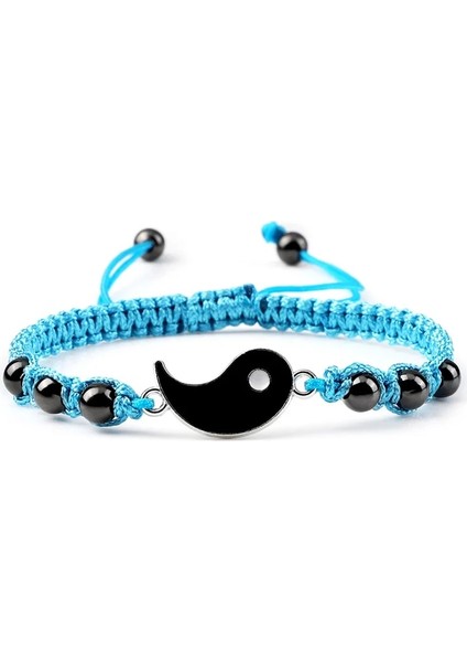 Mavi Siyah Siyah Beyaz Halat Zincir Örgülü Bilezik Ta Yin Yang El Yapımı Dostluk Bilezikler Kadın Erkek Ayarlanabilir Takılar Takı (Yurt Dışından)