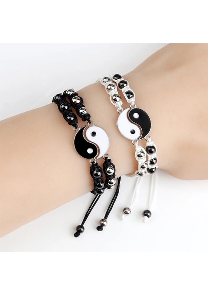 Mavi Siyah Siyah Beyaz Halat Zincir Örgülü Bilezik Ta Yin Yang El Yapımı Dostluk Bilezikler Kadın Erkek Ayarlanabilir Takılar Takı (Yurt Dışından) fiyatları