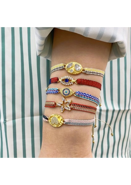 KZ-Z0021 Kkbead Kumaş Örgülü Bilezik Taklidi Desen Charm Bilezik Nazar Bilezikler Bohemian El Dokuma Kadın Dostluk Takı (Yurt Dışından) fırsatları