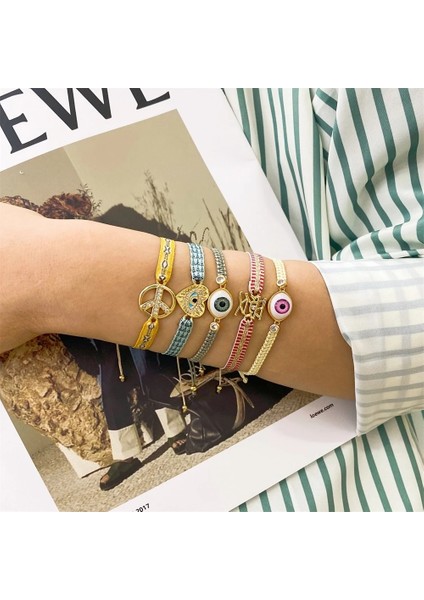 KZ-Z0021 Kkbead Kumaş Örgülü Bilezik Taklidi Desen Charm Bilezik Nazar Bilezikler Bohemian El Dokuma Kadın Dostluk Takı (Yurt Dışından) indirimleri