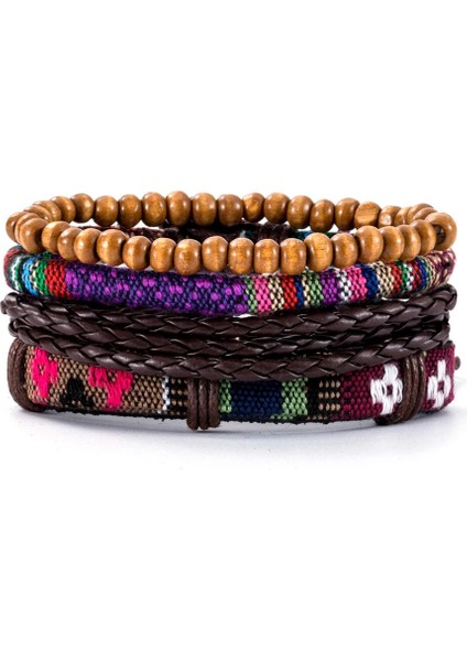 Ayarlanabilir Stil A10 3-Ets Vintage Çapa, Yaprak, Baykuş Bilezikler Erkekler Için Moda Siyah Deri Bilezik ve Bilezikler Çok Katmanlı Geniş Wrap Takı (Yurt Dışından)