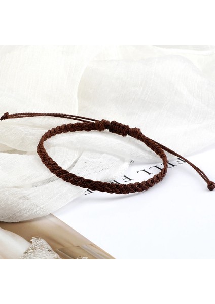 Kahve Ayarlanabilir Balmumu Iplik Örgülü Bilezik Kadın Erkek El Yapımı Renkli Tibet Buda Şanslı Bilezik ve Bilezikler Bohemian Takı (Yurt Dışından)