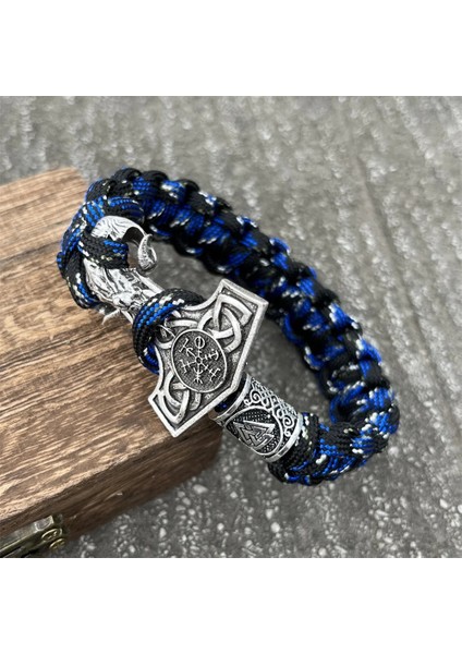 21CM Tarzı Pusula Erkek Wicca Keçi Ram Thor Çekiç Mjolnir Paracord El Yapımı Takı Viking Bilezik (Yurt Dışından) fiyatları