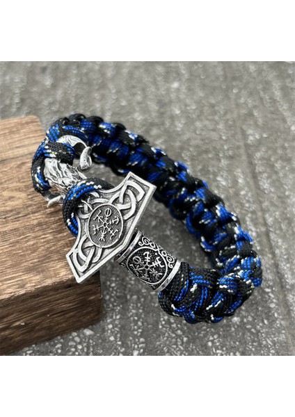 21CM Tarzı Pusula Erkek Wicca Keçi Ram Thor Çekiç Mjolnir Paracord El Yapımı Takı Viking Bilezik (Yurt Dışından) modelleri