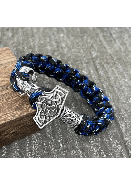 21CM Tarzı Pusula Erkek Wicca Keçi Ram Thor Çekiç Mjolnir Paracord El Yapımı Takı Viking Bilezik (Yurt Dışından) fırsatları
