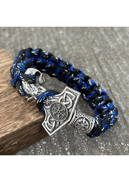21CM Tarzı Pusula Erkek Wicca Keçi Ram Thor Çekiç Mjolnir Paracord El Yapımı Takı Viking Bilezik (Yurt Dışından) indirimleri