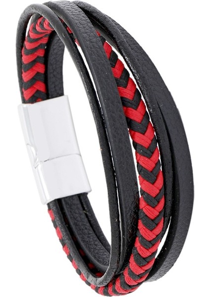 23CM Tarzı CB092-2 Lüks Çok Renkli Stil Tasarım Clatainless Çelik Erkek Deri Bileklik Siyahkahverengi cm Yakışıklı Erkek Hediyelerini Seçin (Yurt Dışından)