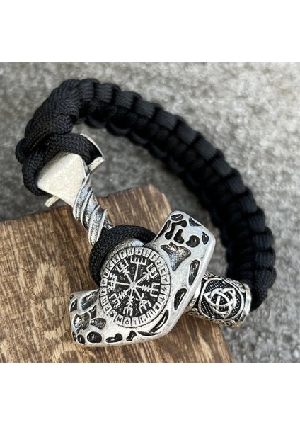 19CM Tarzı Pusula Büyük Thor Çekiç Vegvisir Pusula Runes Boncuk El Yapımı Paracord Örgülü Viking Bilezik Erkek Kadın Vikings Aksesuarları Takı (Yurt Dışından) modelleri