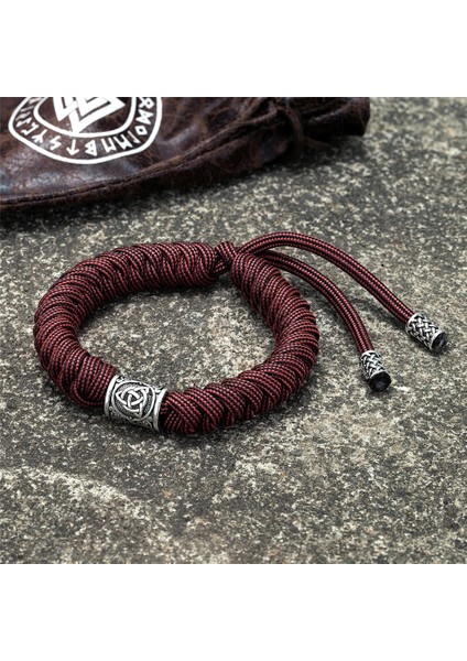 Kırmızı Iskandinav Vikings Runes Boncuk Bilezik Erkekler Tılsım Valknut El Yapımı Paracord Halat Bileklik Muska Kamp Survival Takı Hediyeler (Yurt Dışından)