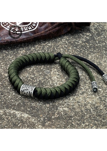 Kırmızı Iskandinav Vikings Runes Boncuk Bilezik Erkekler Tılsım Valknut El Yapımı Paracord Halat Bileklik Muska Kamp Survival Takı Hediyeler (Yurt Dışından)