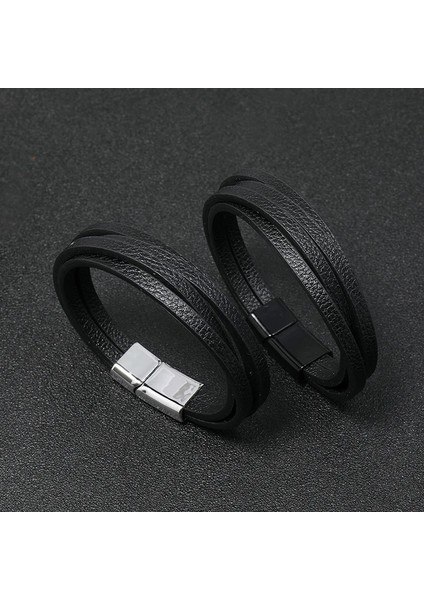 21CM Tarzı CB101-2 Lüks Çok Renkli Stil Tasarım Clatainless Çelik Erkek Deri Bileklik Siyahkahverengi cm Yakışıklı Erkek Hediyelerini Seçin (Yurt Dışından) modelleri
