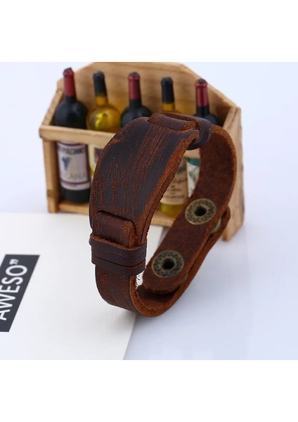 No.4 Boyutu Multistyle Vintage Kahverengi Deri Erkek Bileklik Punk Tarzı Erkek Inek Derisi Bilezik El Aksesuarları Basit Bileklik Takı Hediyeler (Yurt Dışından) fırsatları