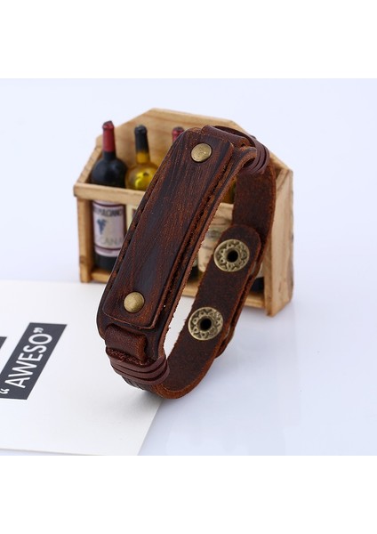 No.4 Boyutu Multistyle Vintage Kahverengi Deri Erkek Bileklik Punk Tarzı Erkek Inek Derisi Bilezik El Aksesuarları Basit Bileklik Takı Hediyeler (Yurt Dışından) indirimleri