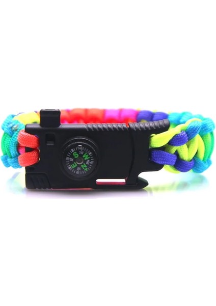BHJTA2213 Çok Fonksiyonlu Askeri Acil Hayatta Kalma Paracord Gökkuşağı Bilezik Açık Kazıyıcı Düdük Toka Paracord Araçları (Yurt Dışından) fiyatları