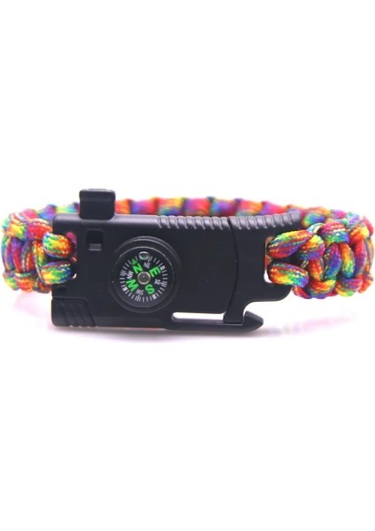 BHJTA2213 Çok Fonksiyonlu Askeri Acil Hayatta Kalma Paracord Gökkuşağı Bilezik Açık Kazıyıcı Düdük Toka Paracord Araçları (Yurt Dışından) modelleri