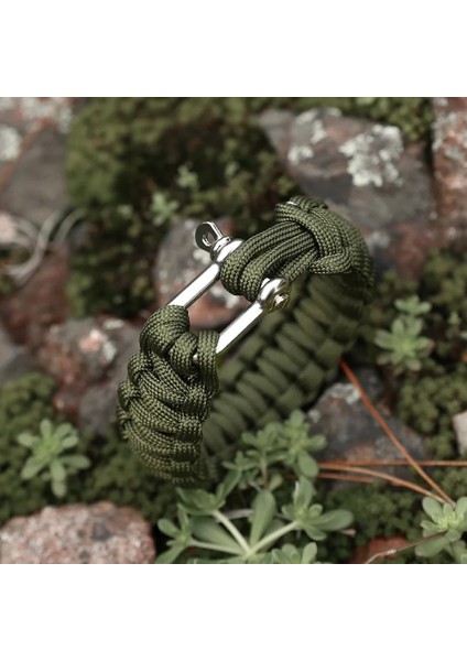 Haki Yedi Çekirdekli Paracord Bileklik Dokuma Hayatta Kalma Alaşım U Toka Kaçış Acil Paracord Bileklik Hayat Kurtaran Bileklik (Yurt Dışından) fırsatları