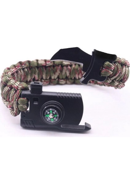 BHJTA2203 Çok Fonksiyonlu Askeri Acil Hayatta Kalma Paracord Gökkuşağı Bilezik Açık Kazıyıcı Düdük Toka Paracord Araçları (Yurt Dışından)