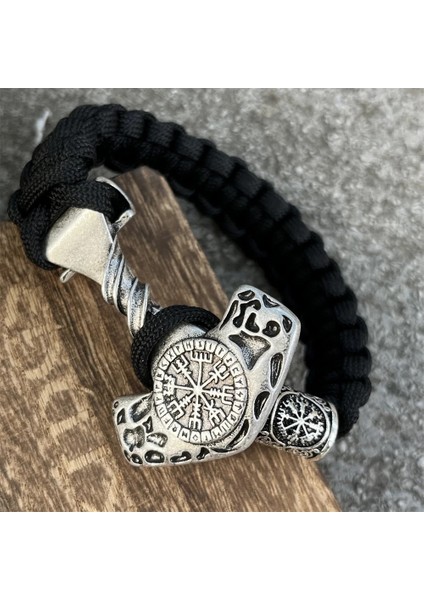 19CM Tarzı Üçlü Büyük Thor Çekiç Vegvisir Pusula Runes Boncuk El Yapımı Paracord Örgülü Viking Bilezik Erkek Kadın Vikings Aksesuarları Takı (Yurt Dışından) fiyatları