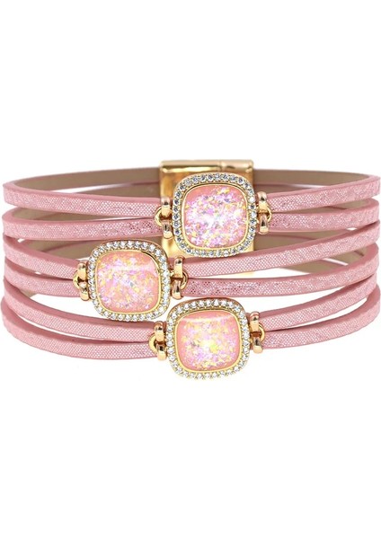 18CM Tarzı Pembe Wellmore Lüks Kadın Bilezikler Çinko Alaşım Wrap Bilezikler Kadınlar Için Mıknatıs Bohemia Bilezikler Moda Kadın Mücevheratı (Yurt Dışından)