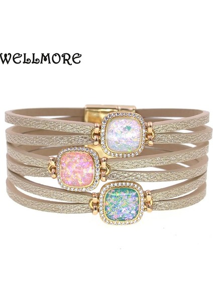 18CM Tarzı Pembe Wellmore Lüks Kadın Bilezikler Çinko Alaşım Wrap Bilezikler Kadınlar Için Mıknatıs Bohemia Bilezikler Moda Kadın Mücevheratı (Yurt Dışından)