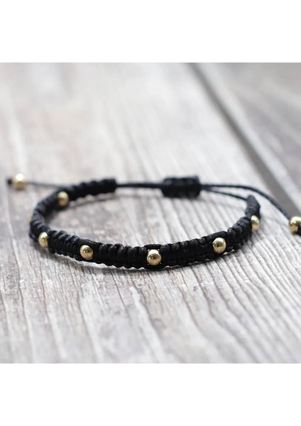 Siyah Klasik Örgülü Dize Bilezik Erkek Kadın El Yapımı Ayarlanabilir Bilezik Şanslı Kırmızı Iplik Bilezik Düğün Hediyesi 7 Çakra Brazalete (Yurt Dışından)