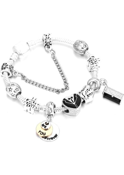 17CM Tarzı No.22 Boyutu Moda Sonsuza Kadar Aşk Boncuk Charm Bilezikler Kadınlar Için Gümüş Renk Zincir Bilezikler Olarak Çift Noel Jeweley Pulseira Hediye (Yurt Dışından)