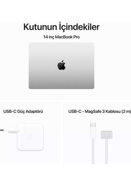 MacBook Pro 14 Inc M3 8cpu 10GPU 16GB 512GB Gümüş Z1A9000K5