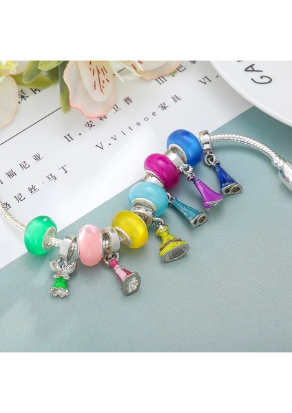18CM Tarzı No.2 Boyutu Togory Gümüş Renk Sevimli Prenses Elbise Kolye Charm Bilezik Kristal Renkli Boncuklar Bilezik Çocuklar Için Kadın Erkek Takı (Yurt Dışından) indirimleri
