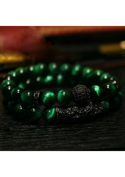 No.2 Boyutu Yeni Fashioet Erkekler Bilezik Setleri Doğal Kaplan Gözü Taş Boncuk Bilezik Erkekler Takı Hediye Için Pulsera Hombre (Yurt Dışından)