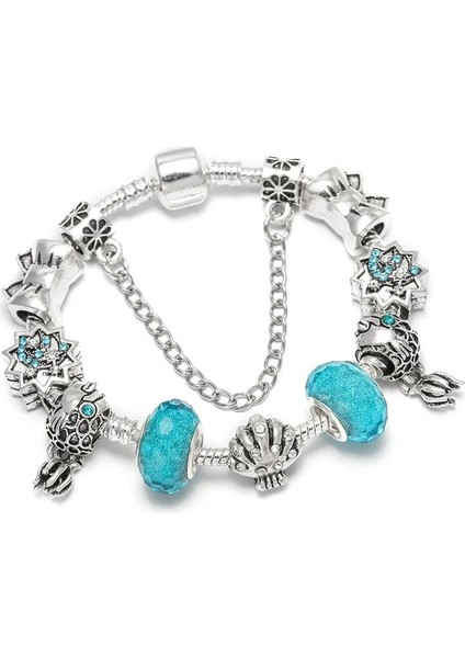 21CM Tarzı TD039 Togory Kelebek ve Çiçek Charm Bilezikler Yılan Zinciri ile Cam Boncuk Bilezik ve Bilezikler Kadınlar Için Sevgilisi Hediye Özel Teklif (Yurt Dışından)