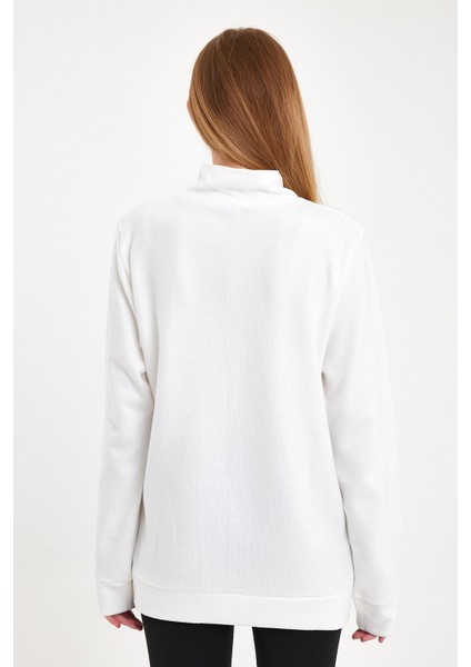 Kadın Sweatshirt, Beyaz Sweatshirt, Fermuar Yakalı Sweatshirt, Oversize Sweatshirt fırsatları