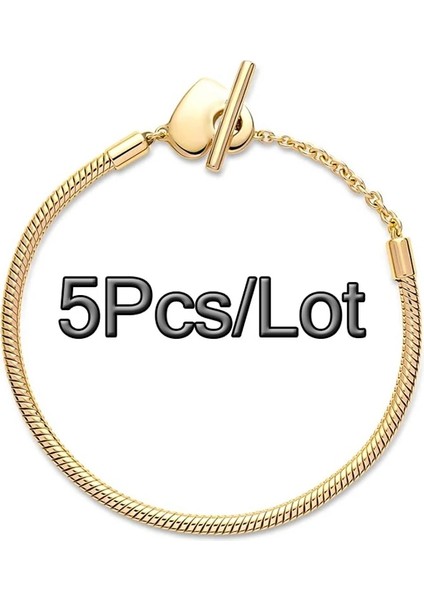21CM Tarzı No.15 Boyutu 5 Adetgrup Yılan Zincir Emniyet Toka Avrupa Bilezik Fit Dıy Charm Bilezik ve Bilezikler Takı Kadınlar ve Erkekler Için Hediye (Yurt Dışından)