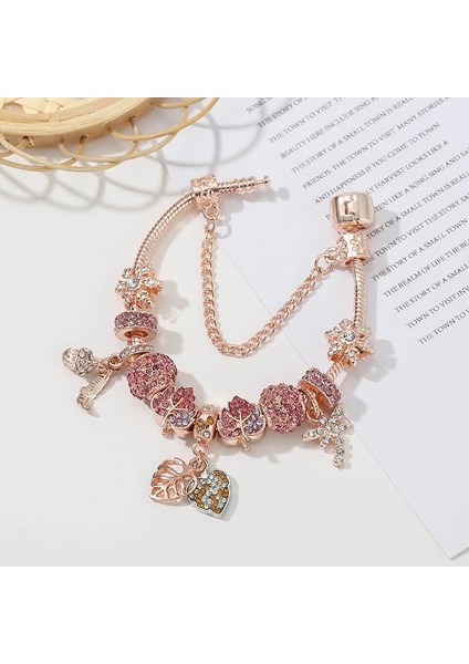 16CM Tarzı No.15 Boyutu Avrupa Tarzı Yapraklar ve Kelebek Kolye Boncuk Charm Bilezikler Yılan Zincir Bileklik Bilezik Kadınlar Takı Hediye Için (Yurt Dışından) fırsatları